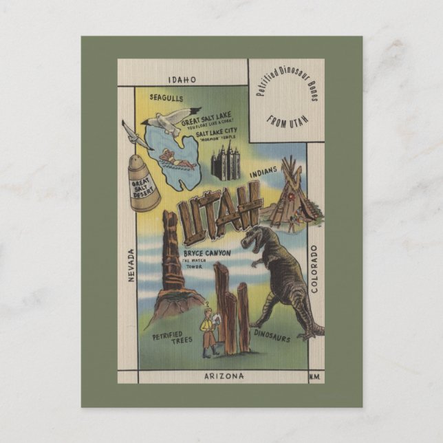 UtahDepications of Sites att se i UtahUtah Vykort (Framsida)