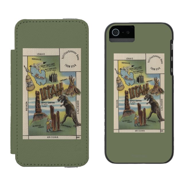 UtahDepictions av platser som ska ses i UtahUtah Incipio iPhone Wallet Skal (Sida vid Sida)