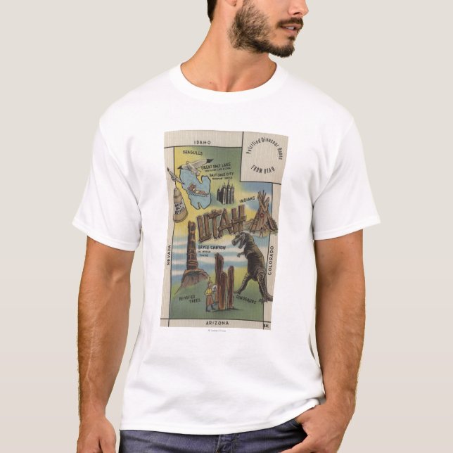 UtahDepictions av platser som ska ses i UtahUtah T Shirt (Framsida)