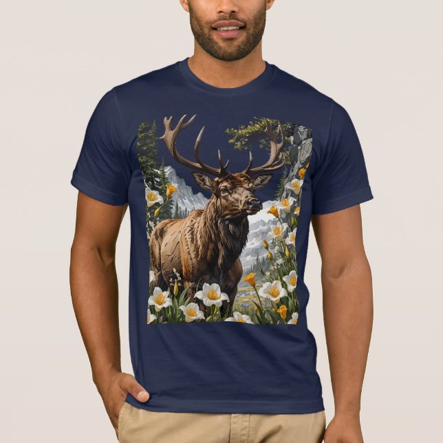 Utahn Elk har omringats av Sego Lily Flowers T Shirt (Framsida)