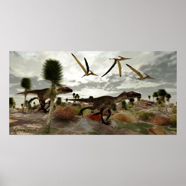 Utahraptor Hunt-utskrift Poster (Framsidan)