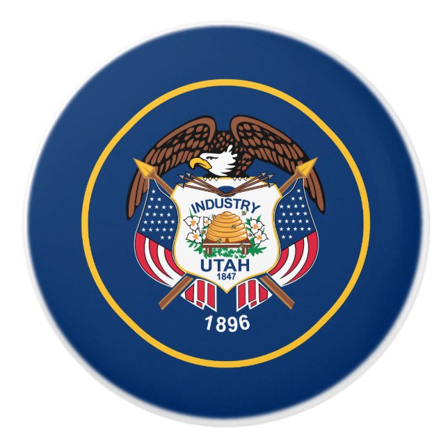 Utahs delstatsflagga knopp (Framsidan)