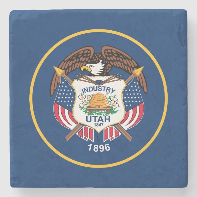 Utahs delstatsflagga stenunderlägg (Framsidan)