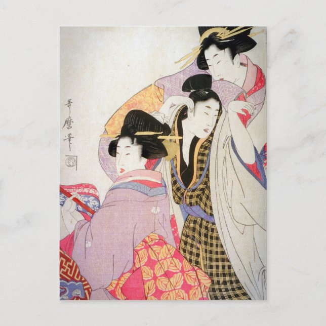 Utamaro Geishas with Tipsy Client Vykort (Framsida)