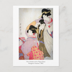 Utamaro Geishas with Tipsy Client Vykort