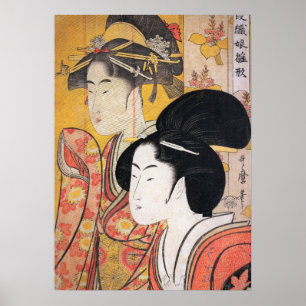 Utamaro Two Beauties med Bamboo Poster