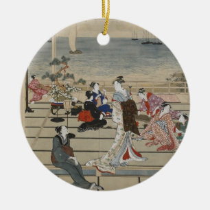 Utamaros japanska konsthantverk julgransprydnad keramik