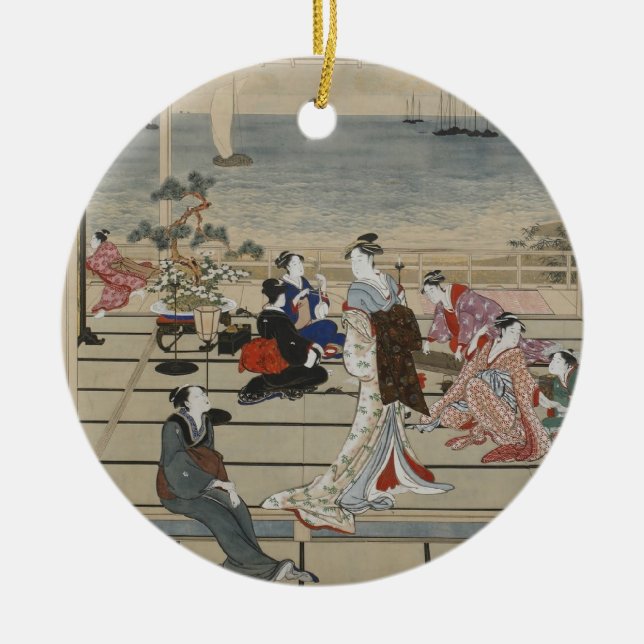 Utamaros japanska konsthantverk julgransprydnad keramik (Framsidan)