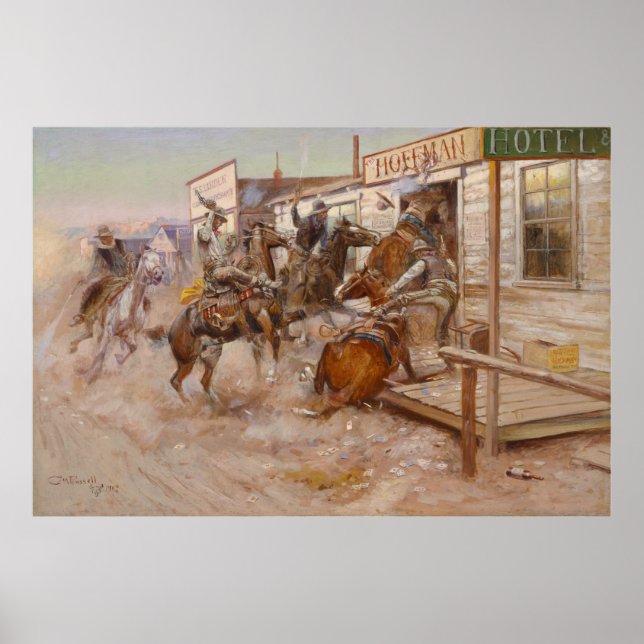 Utan att behöva knacka på av Charles Marion Russel Poster (Framsidan)