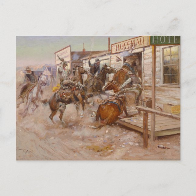 Utan att behöva knacka på av Charles Marion Russel Vykort (Framsida)