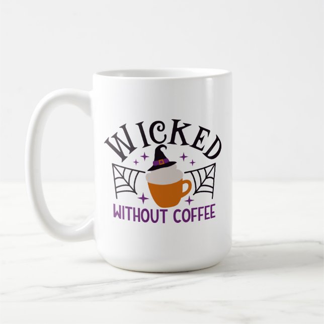Utan kaffe Funny Halloween Kaffemugg (Vänster)
