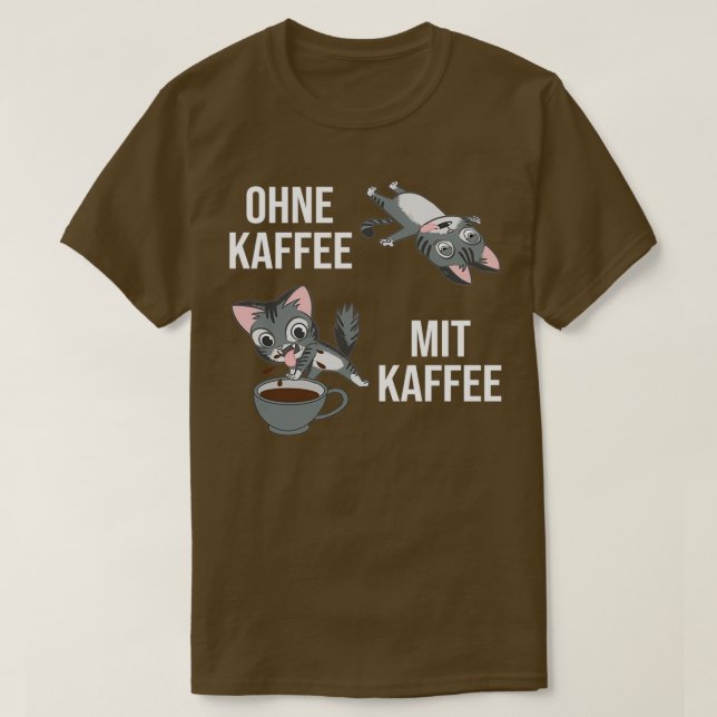 Utan kaffe med kaffe med kaffefyngel Cat Barist T Shirt (Design framsida)
