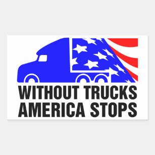 Utan Lastbilar Amerika Stops Semi Lastbil USA Flag Rektangulärt Klistermärke