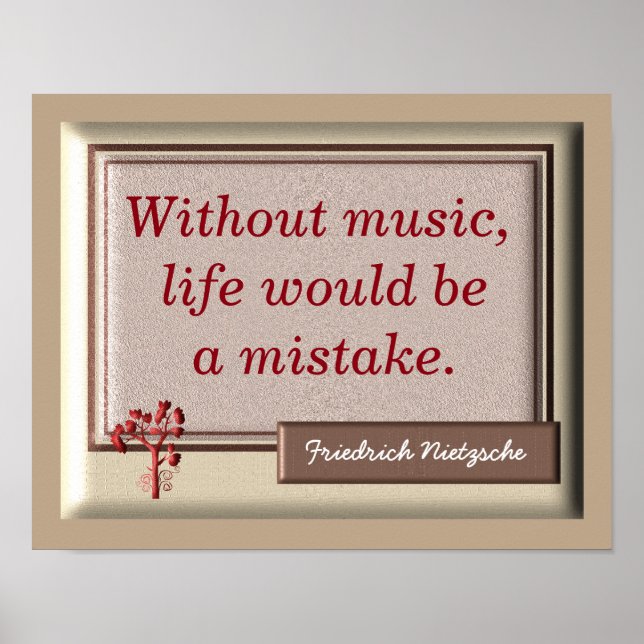 Utan Music II - Nietzsche Quote - Skriv ut Poster (Framsidan)