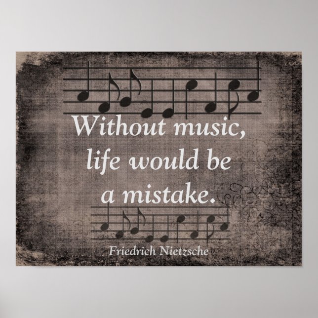 Utan musik - Friedrich Nietzsche-citat - Skriv ut Poster (Framsidan)