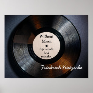 Utan musik - Nietzsche-citat - konstutskrift Poster