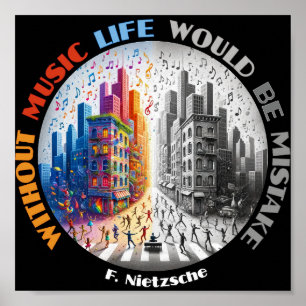 Utan musik skulle livet vara ett misstag - Nietzsc Poster