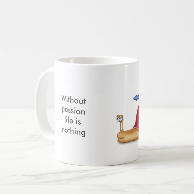 Utan passion är livet ingenting kaffemugg (Framsida vänster)