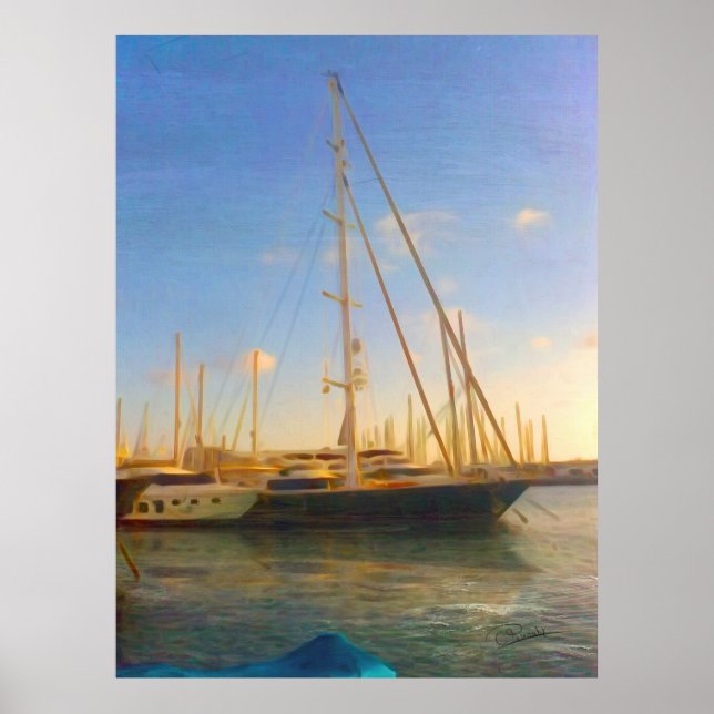 Utan Sails Sunny Day Sea Beach Israel Herzlia Poster (Framsidan)