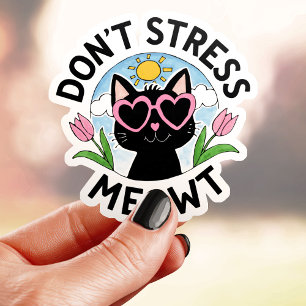 Utan Stress Meowt Katt Klistermärken