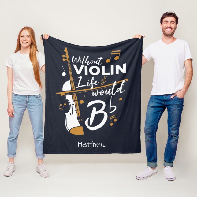 Utan Violin Life skulle en platt Cute Violinist Fleecefilt (På plats)