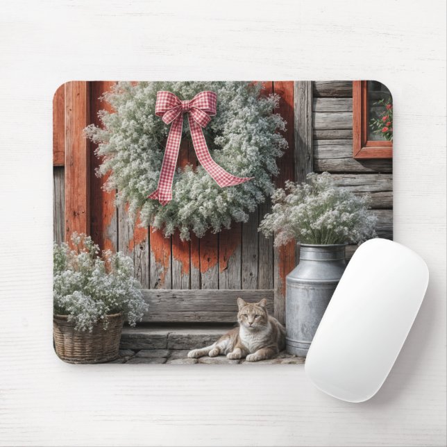 Utandning av babyns andedräkt på en bondgårdsdörr musmatta (Med mus)