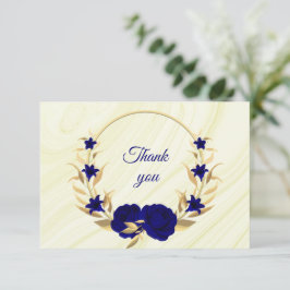 Utandning av blått guld blommigt i royal tack kort