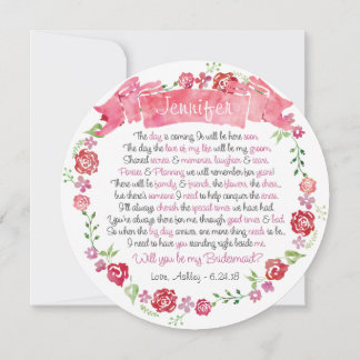 Utandning av blommigt blir mitt Bridesmaid-kort Inbjudningar