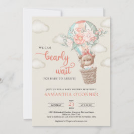 Utandning av blommigt för luftballong av nalle inbjudningar