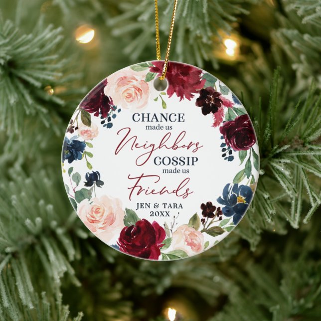 Utandning av Blommigt för Vänner på Personlig Julgransprydnad Keramik (Träd)