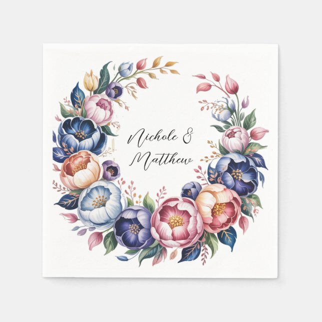 Utandning av Blommigt i elegant för Bröllop Pappersservett (Framsidan)