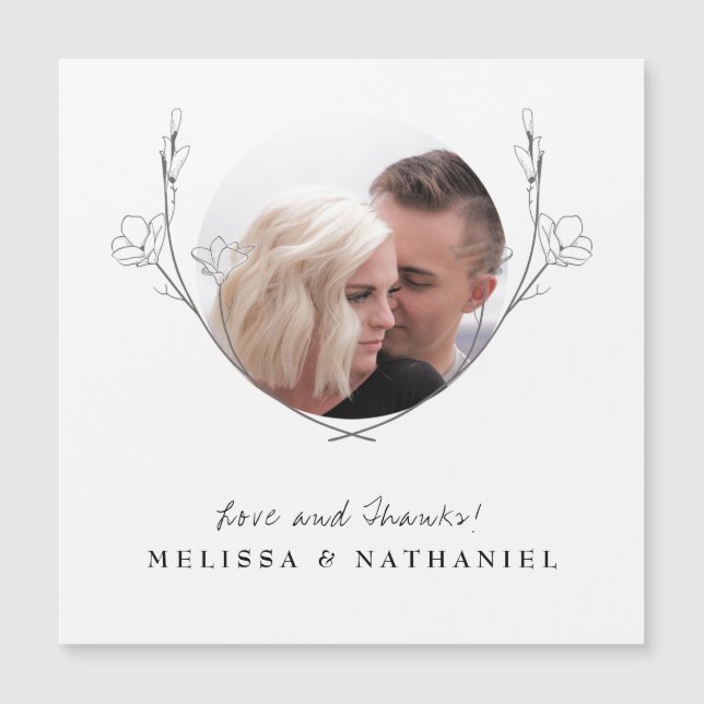 Utandning av botanisk Blommigt Foto Tack Bröllop (Framsida)