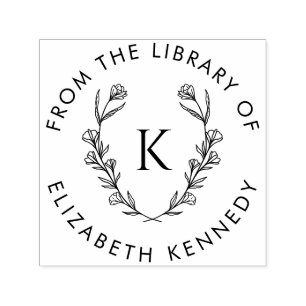 Utandning av botanisk Blommigt Initial Round Bibli Självfärgande Stämpel