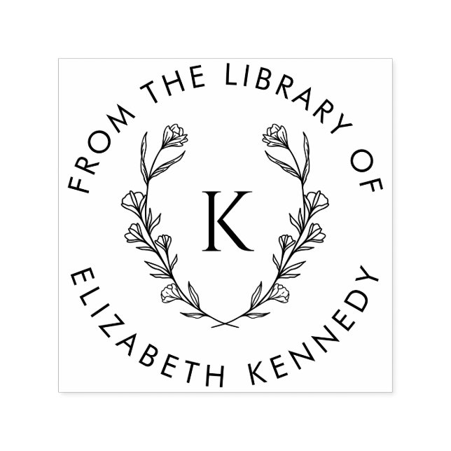 Utandning av botanisk Blommigt Initial Round Bibli Självfärgande Stämpel (Design)