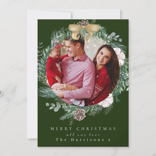 Utandning av botaniskt folium 1 Foto God jul Julkort (Framsida)