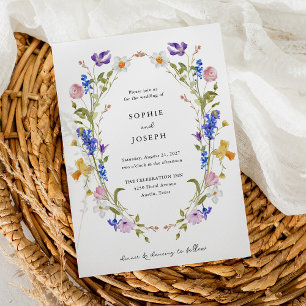 Utandning av Bright Boho Blommigt Bröllop Inbjudningar