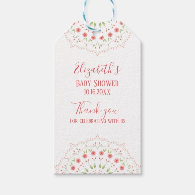 Utandning av Calligraphy Rosa Blommigt minimalisti Presentetikett (Framsidan)