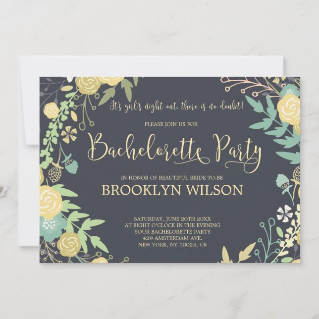 Utandning av Chalkboard Bachelorette Party-inbjudn Inbjudningar (Framsida)