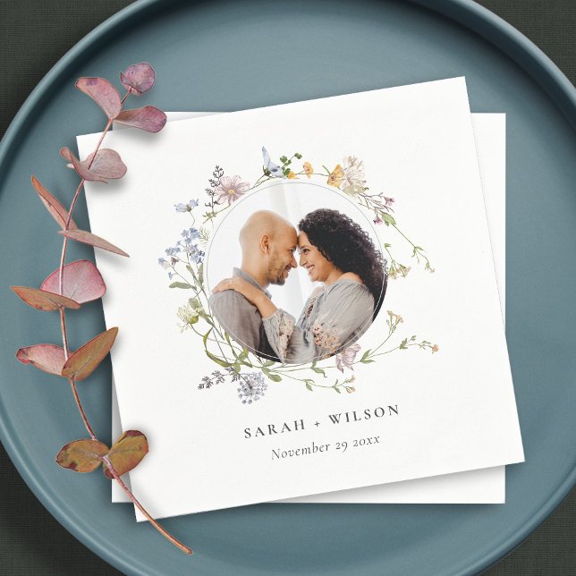 Utandning av Cute Rustic Meadow Blommigt Foto Bröl Pappersservett (Skapare uppladdad)