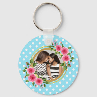 Utandning av Cute Rustic Meadow Blommigt Foto Mors Nyckelring