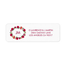 Utandning av fall Blommigt Monogram Adress Returadress Etikett