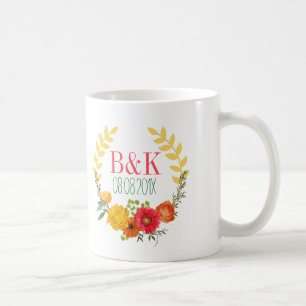 Utandning av färgad Blommigt i Vår- Spara datum Kaffemugg