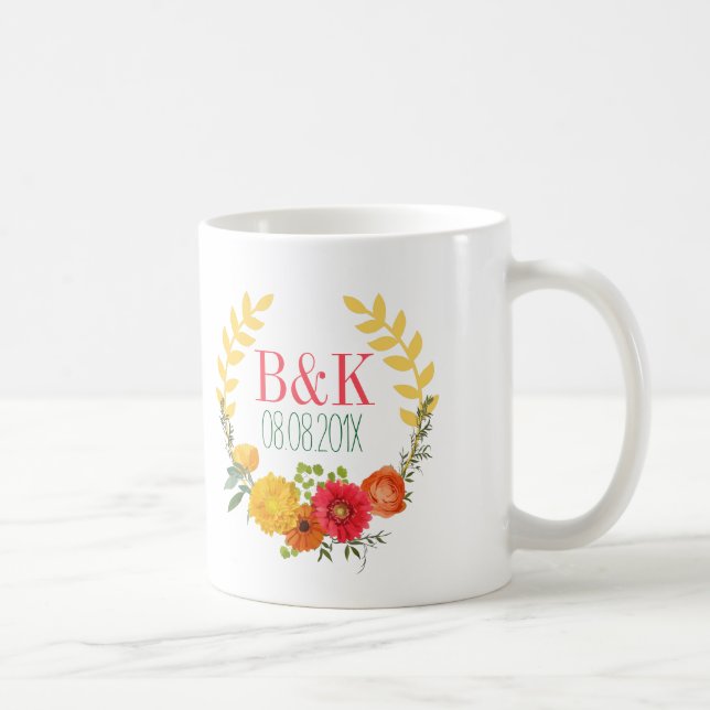 Utandning av färgad Blommigt i Vår- Spara datum Kaffemugg (Höger)