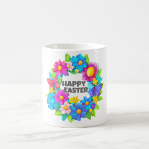 Utandning av färgade Påsk-blommor Kaffemugg