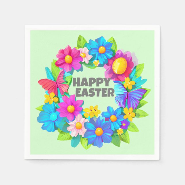 Utandning av färgade Påsk-blommor Pappersservett (Framsidan)