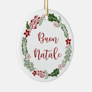 Utandning av God jul, buon Natale Julgransprydnad Keramik