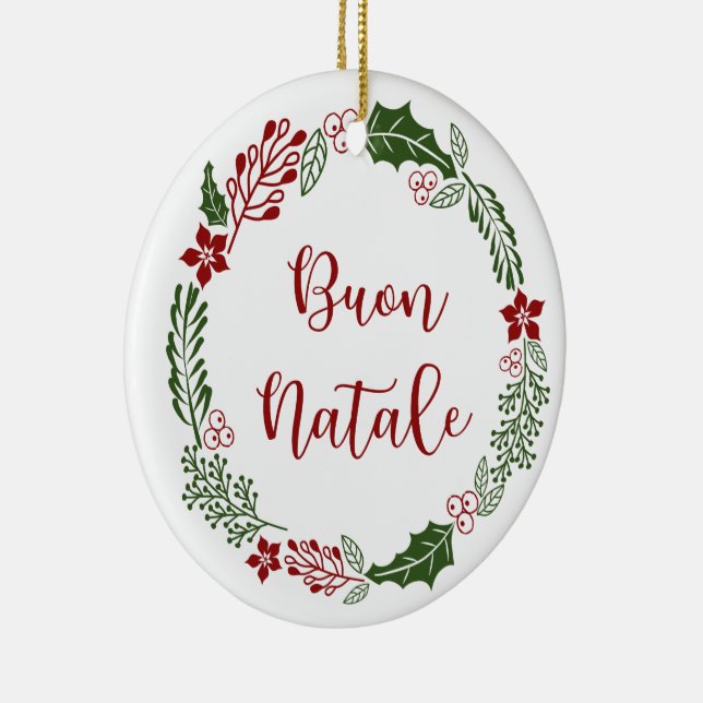 Utandning av God jul, buon Natale Julgransprydnad Keramik (Höger)