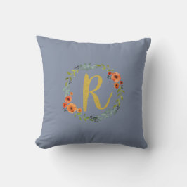 Utandning av Guld Monogram Inledande R Cushion Kudde