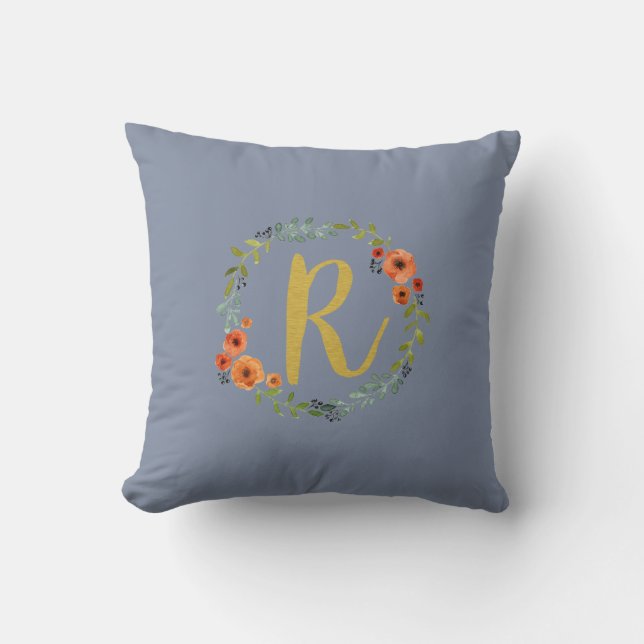 Utandning av Guld Monogram Inledande R Cushion Kudde (Framsida)