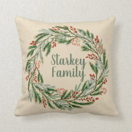 Utandning av Helgdag, röda bär, Gräs och eukalyptu Kudde